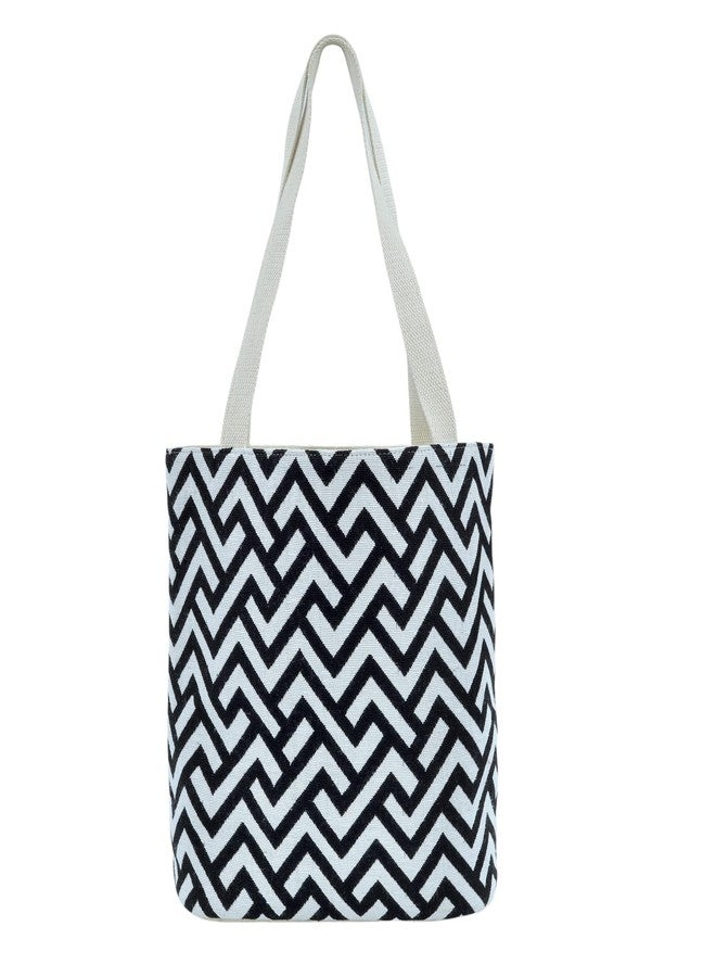 DOLCE CASA Jacquard Weave Cotton Women's Tote Handbags For Office, College and Party | 1 Compartment with Zip | Pack of 1, 37×12×27 Cm (Formal) - Image 1